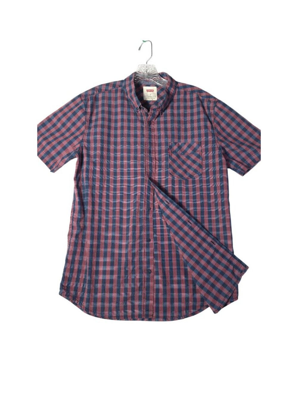 Levi's Short Sleeve Men's Medium Casual Shirts Red & Blue Checkered